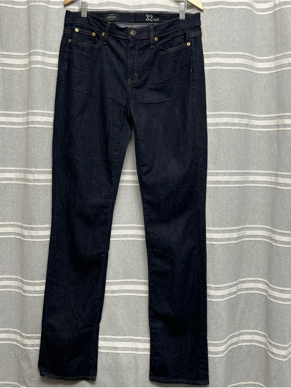 J.Crew Women's Bootcut Jeans Size 32 Tall Dark Wash Stretch Blue Denim